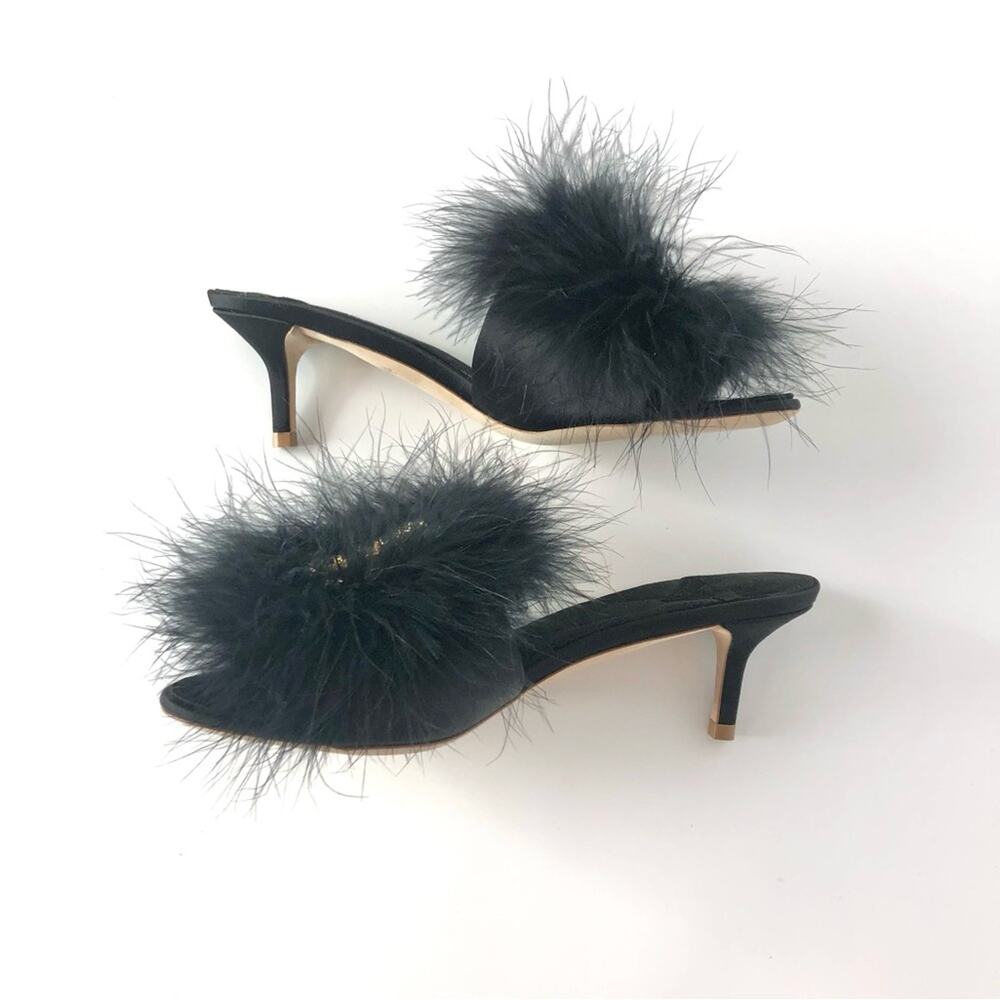 NEW Louis Vuitton Marabou Crystal LV Marilyn Kitten Heel Mule Slip On Sandals 36 - Picture 4 of 7